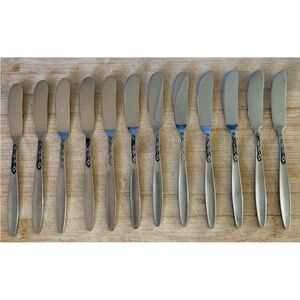 12 Pc Vintage Tulip Time by Amefa Stainless Steel | Bread & Butter Knives EUC!!